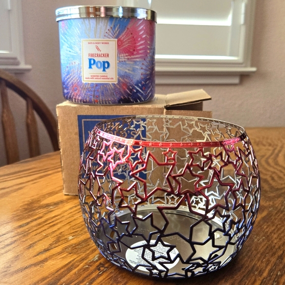Bath & Body Works Other - 🛍BOGO 50% OFF🎆🕯NWT‼️BBW "Firecracker Pop" 3-wick Candle with Star Holder